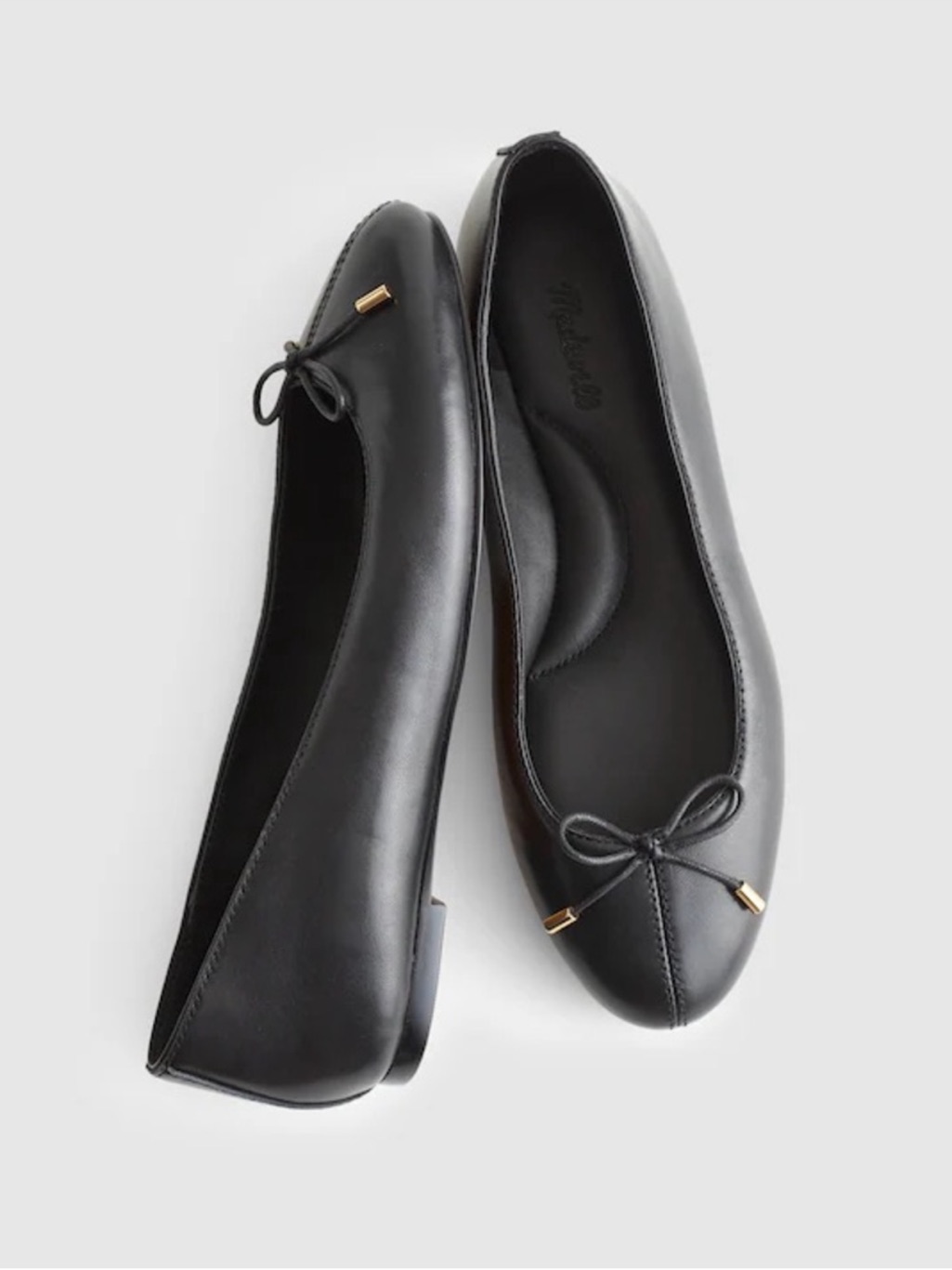 New Madewell The Hester Flat In True Black Leather Size 9.5 Nz709 $128